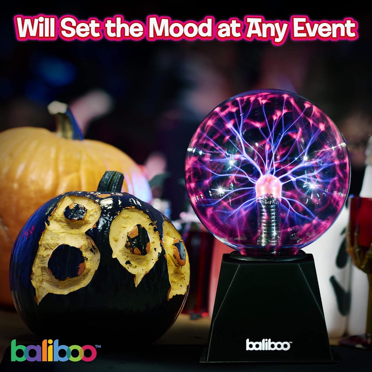 BALIBOO 3" Mini Plasma Ball Light – Touch Activated Lightning Globe – USB and Battery Powered Plasma Globe Lamp – Interactive Science Static Electricity Ball