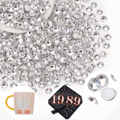 5000PCS SS6/2mm Glass Crystal Rhinestones (Clear), Bedazzling Flatback Rhinestones for Crafting DIY Crafts Nail Art Makeup Decoration, Gems Diamond Charms for Tumbler Shoes Clothing Mug