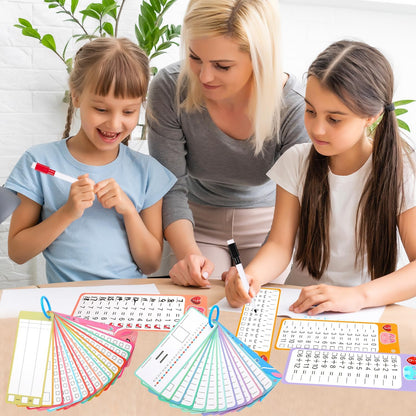 15Pcs Multiplication Flash Cards 0-12, Time Table Flash Cards Chart with 2 Dry Erase Pens 1 Rings, Educational Math Multiplication Chart for 1st to 3rd Grades Fun Learning with Math Game