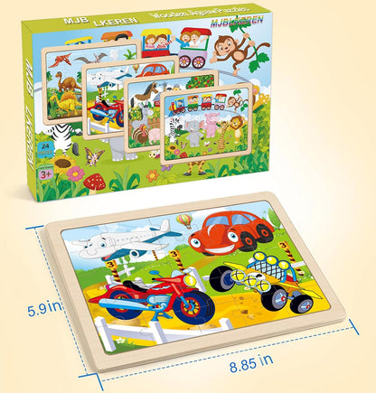 Puzzles for Kids Ages 4-6, Set of 4 Packs with 24-Piece,Preschool Educational Brain Teaser Toys for Boys and Girls 3-8 Years Old