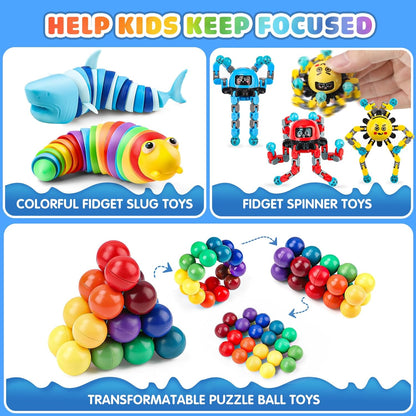 Fidget Sensory Toys for Kids Adults with Autism ADHD: 13 Pack Anxiety Relief Items Toy, Fun Classroom Prize & Travel Toys, Stress Relief Toy Gifts Party Favors for Kids