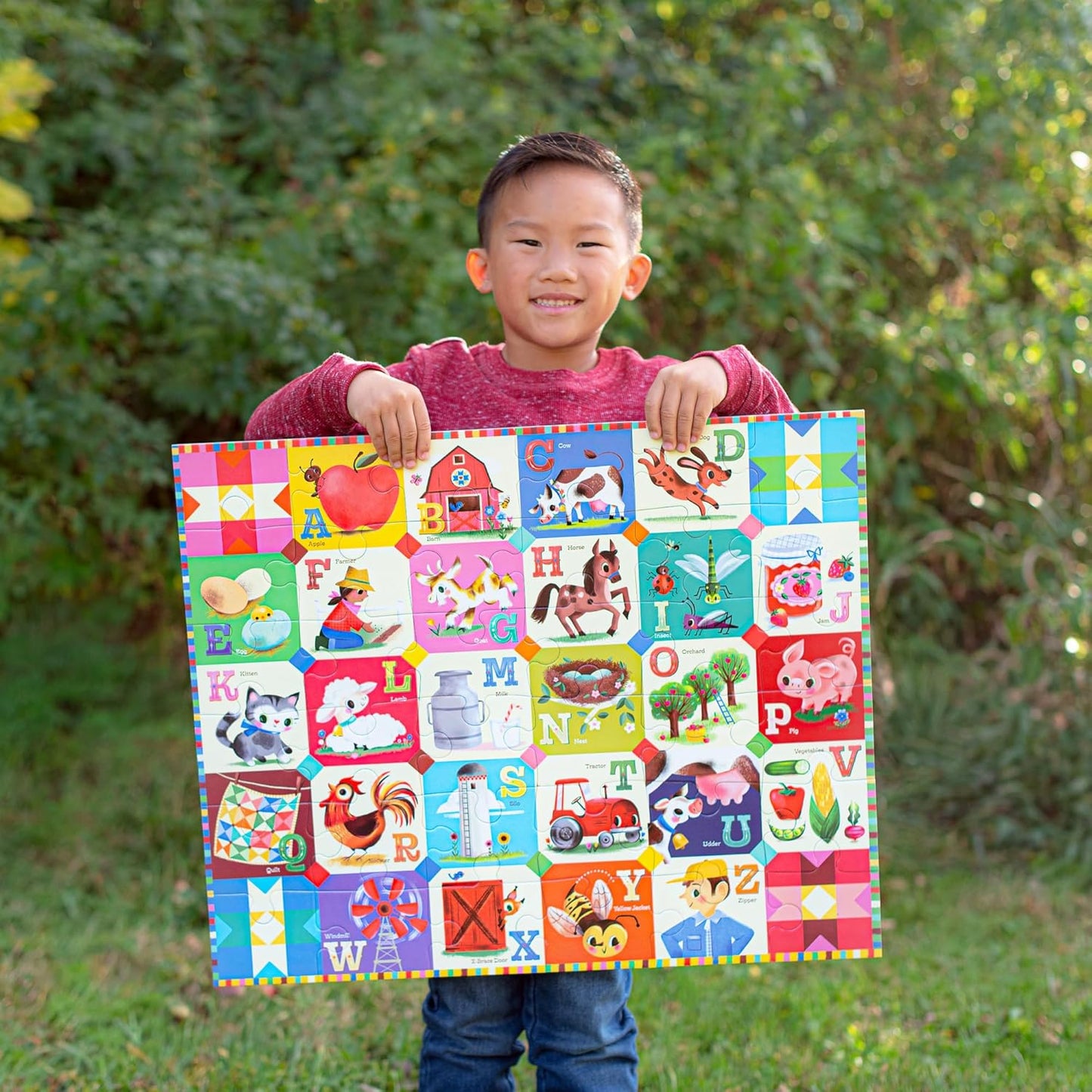 eeBoo 36 Piece Giant Floor Puzzle - Dinosaur Alphabet Children's Puzzle ABC & Dino Themed, Large Pieces for Small Hands to Develop Motor Skills