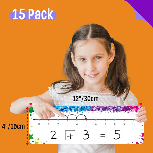 8 Packs Magnetic Number Line Boards, Dry Erase Writable and Erasable Math Board Addition & Subtraction White Board Magnets for Kids, Students, Classroom and Home (Each Measures 12” x 3.5”)