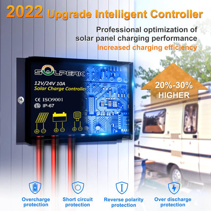SOLPERK Solar Panel Kit 50W 12V, Waterproof Solar Battery Trickle Charger Maintainer + Waterproof Controller + Adjustable Mount Bracket for Boat Car RV Motorcycle(Without Mounting Bracket)