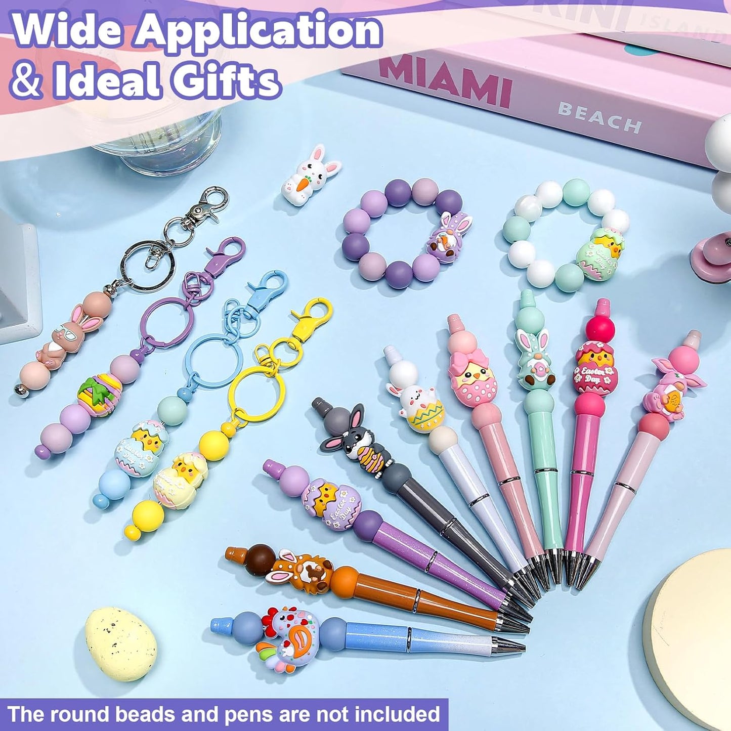 Ferreve 16 Pcs 3D Sports Football Beads Silicone Focal Beads for Keychain Making Pens for Beadable Keychain DIY Crafts Necklace Bracelet Phone Chain Charms Jewelry Making