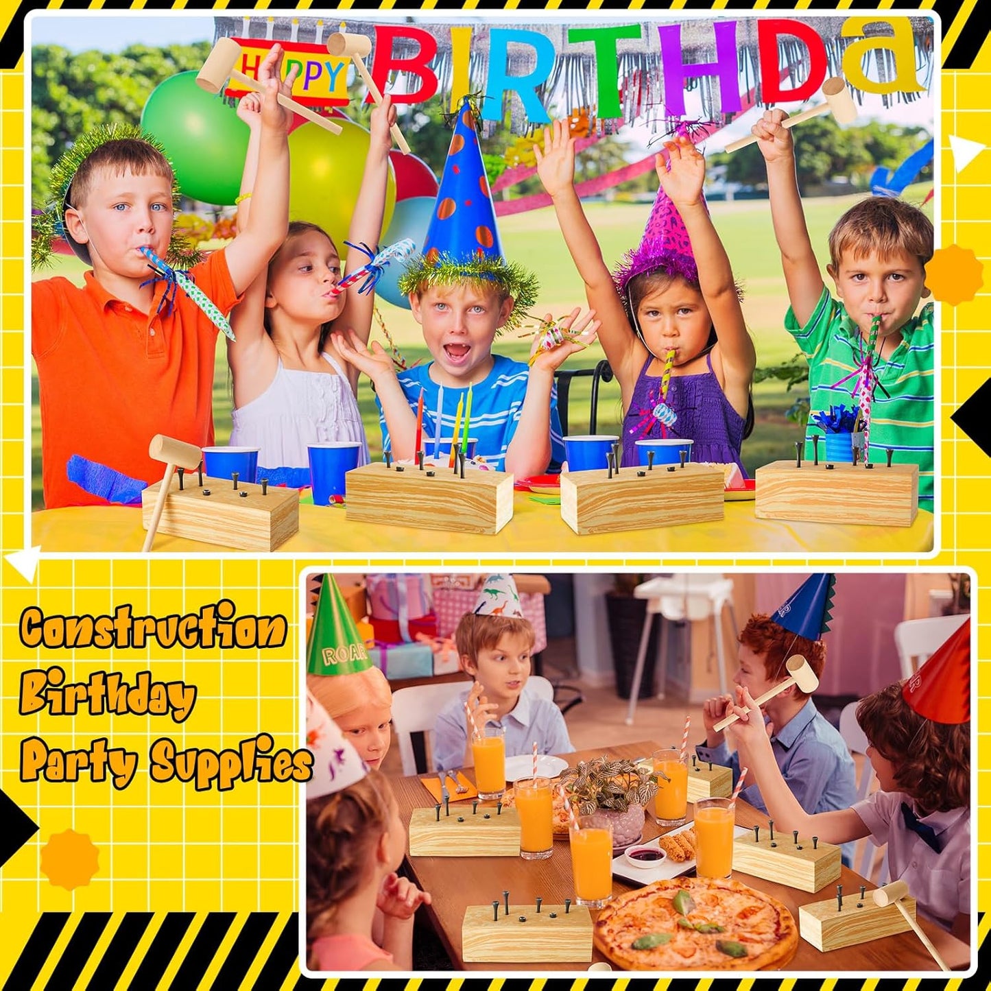 Realspring 8 Set Wooden Hammer Toys Kids Hammer Pounding Toy 8+ Year Old Carpentry Workbench Toys for Construction Birthday Party Supplies Montessori Education Boys and Girls Gift