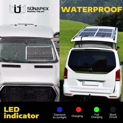 SUNAPEX 12V 10 Watt Solar Trickle Charger Maintainer - Waterproof Solar Powered Battery Charger - Solar Panel Kit Built-in Smart Charge Controller for Car Rv Trailer Truck Boat Automotive Marine