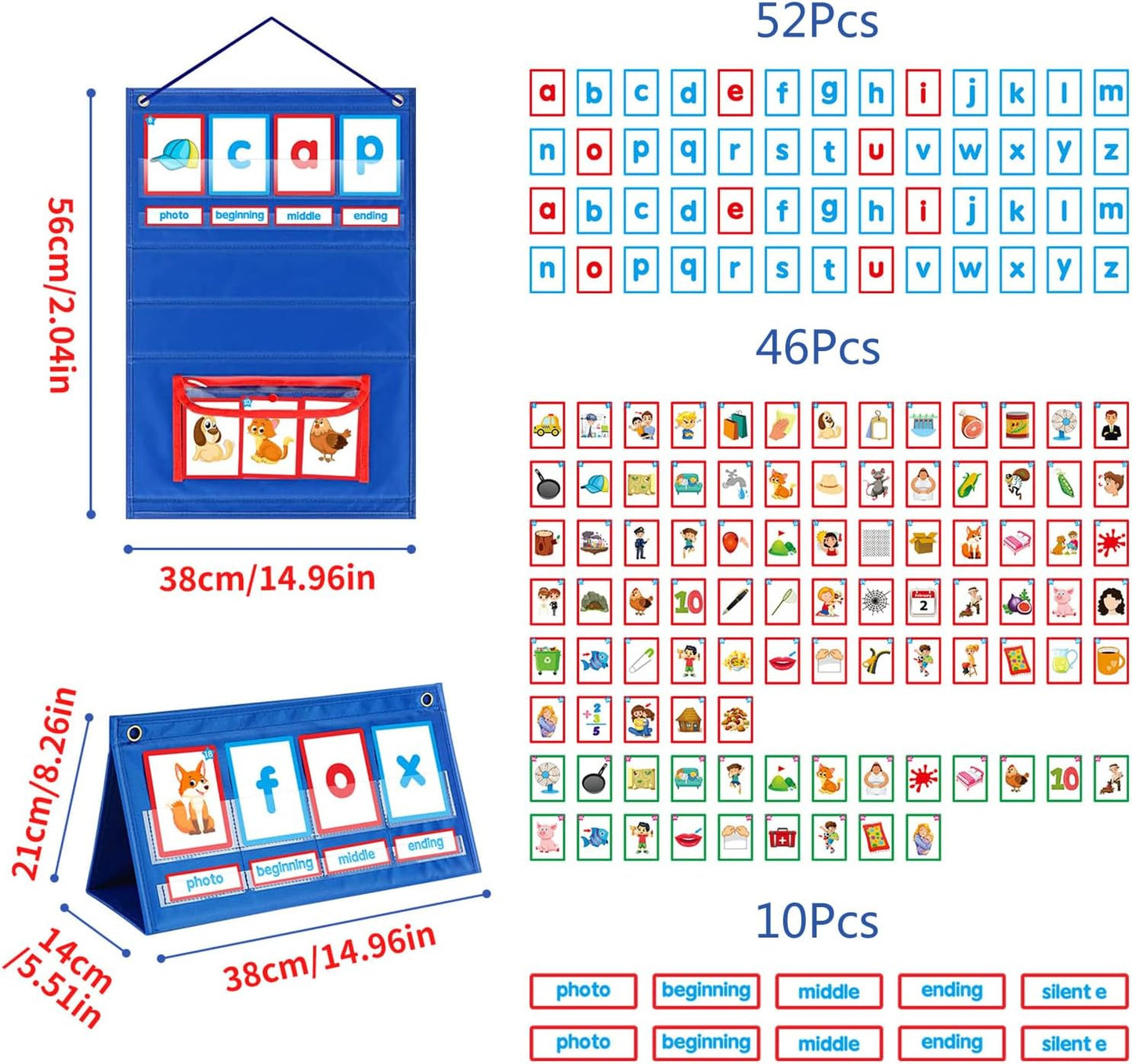Word Building Desktop Pocket Chart Tent Cards Set CVC Words Phonics Games Chart Kindergarten Spelling Education Toy