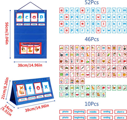 Word Building Desktop Pocket Chart Tent Cards Set CVC Words Phonics Games Chart Kindergarten Spelling Education Toy