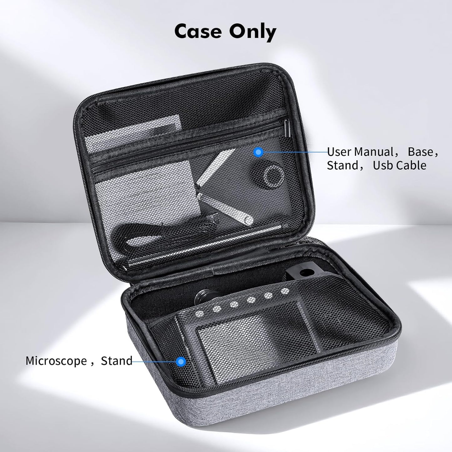 DM9 Digital Microscope Carrying Case - EVA Hard Storage Box Endoscope Case Travel Case Compatible with 4.3''/5''/7'' Digital Microscopes & Borescopes