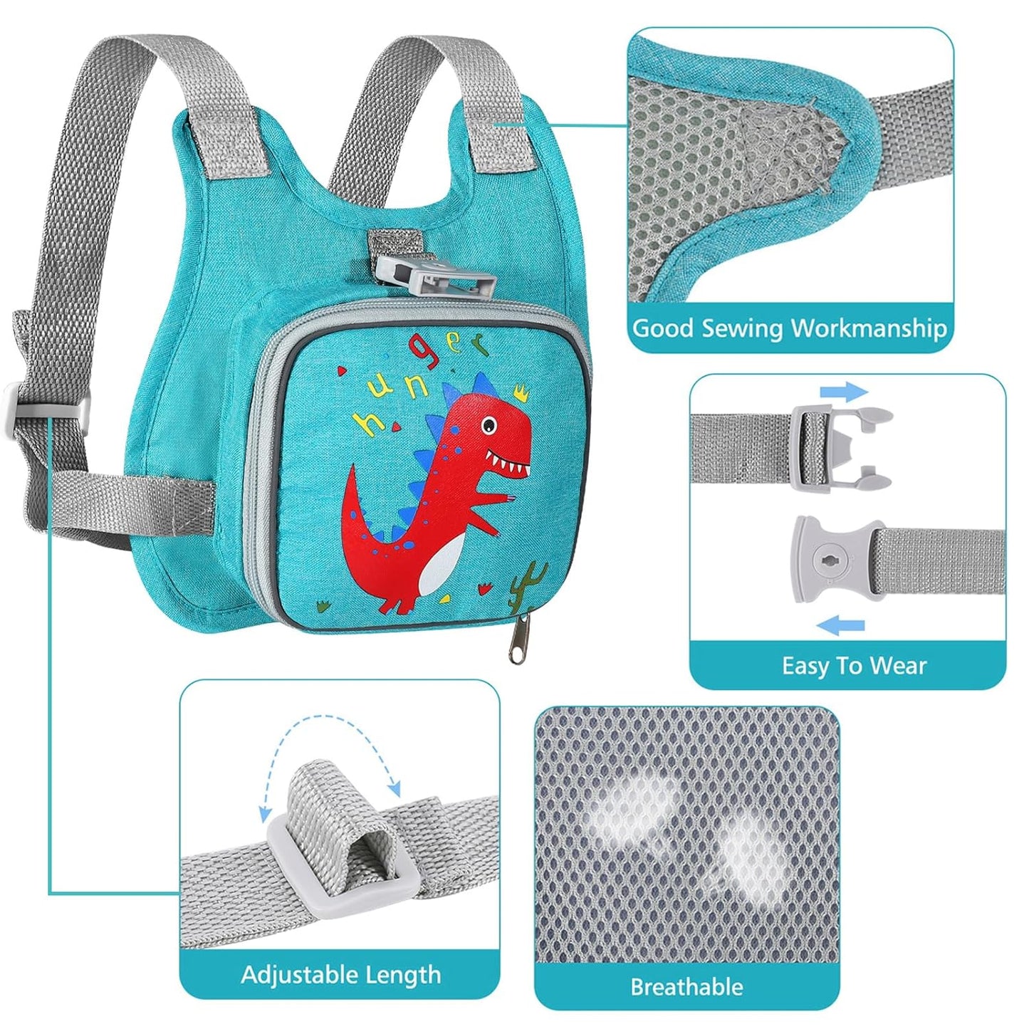 Accmor Toddler Harness Leash + Reflective Anti Lost Wrist Link, Cute Car Kids Back Pack with Hand Strap Collapsible Child Walking Restraint Belt Tether Hold Baby Boys Close for Outdoor Travel