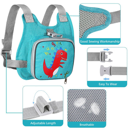 Accmor Toddler Harness Leash + Reflective Anti Lost Wrist Link, Cute Car Kids Back Pack with Hand Strap Collapsible Child Walking Restraint Belt Tether Hold Baby Boys Close for Outdoor Travel