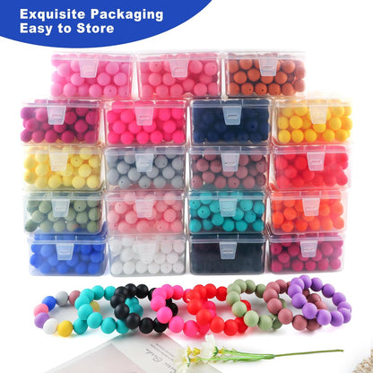 65Pcs 19mm Silicone Beads for Keychain Making Bracelet Necklace, Bulk Round Silicone Beads for Pens（Christmas Green） - Colors A