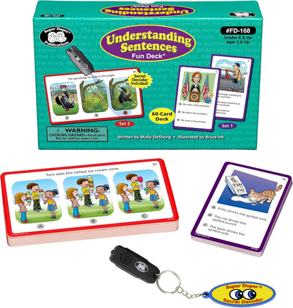 Super Duper Publications | Understanding Sentences Fun Deck with Secret Decoder | Educational Learning Resource for Children