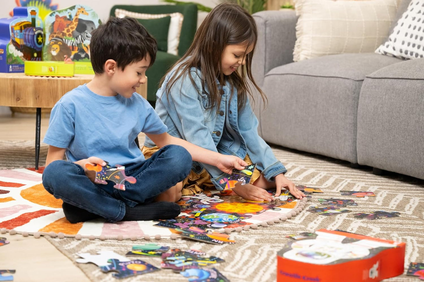 Crocodile Creek 36-Piece Jigsaw Floor Puzzle - Shark Reef - for Kids Ages 3-5 - Heavy-Duty Shaped Box for Storage - 24" W x 18" H Finished
