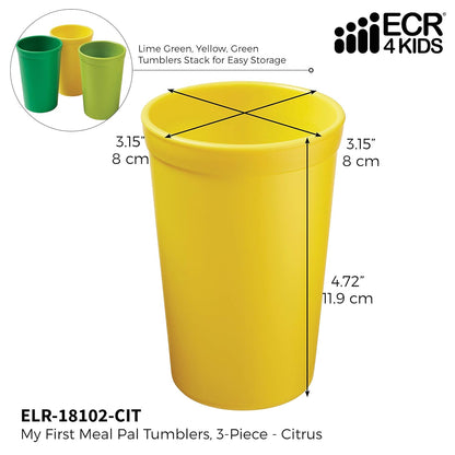 ECR4Kids My First Meal Pal Drinking Cups, Kids Plastic Tableware, Stackable And Dishwasher Safe, Stackable Tumblers For Baby, Toddler And Child Feeding, 3-Pack - Tropical