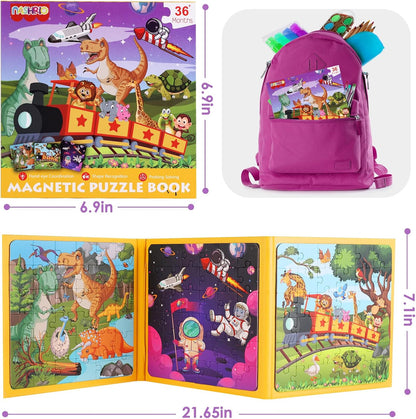 Magnetic Puzzles for Kids Ages 4-6, 20-Piece Toddler Travel Toys Unicorn Princess Puzzles Ages 3-5, Educational Learning Magnets, Ideal Road Trip Activities Toys for 3 4 5 6 Boys and Girls