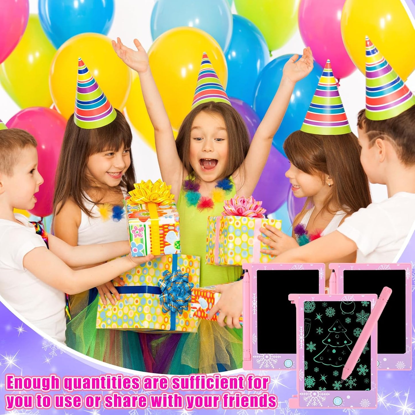 Nezyo 24 Pack Toy Inspires Party Favors Supplies, LCD Writing Tablet for Kids, 4.6'' Mini Board Drawing Tablet, Cartoon Goodie Bags Stuffers Birthday Toddler Boy Student Gifts