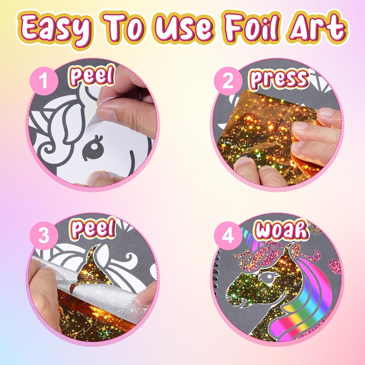 Foil Craft Bugs Butterfly DIY Art Fun Kits Set, No Mess Creative Foil Art Drawing Game for Kids, Birthday Gifts Crafts Supplies Travel Toys for Girls Boys Ages 4-9