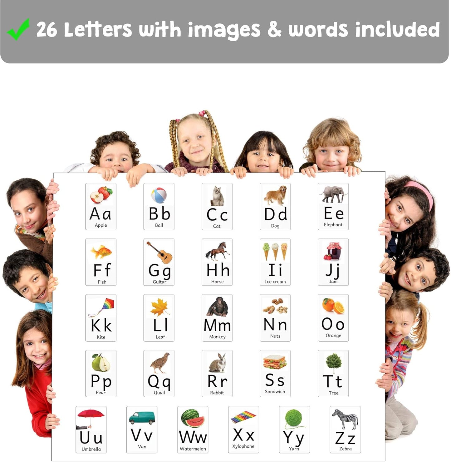 Attractivia Magnetic Big Alphabet ABC Flash Cards - 52 Sturdy Uppercase & Lowercase Large Letters, Black - for Classroom Teachers, Homeschool, ESL, Kids and Adults
