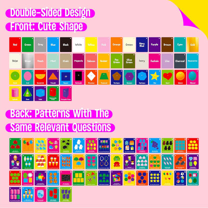 50 PCS Kid First Cognitive Flashcards,Double Sided Printed 7 in 1 Colorful Cards Alphabet,Numbers, Foods,Animals,Shapes,Colors with 3 Reclosable Rings,Learning Tool for Pre-K Kindergarten Toddlers