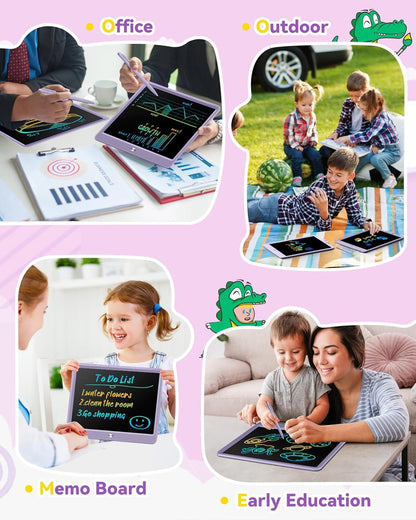 KOKODI 15 Inch LCD Writing Tablet with Anti-Lost Stylus, Erasable Doodle Board Colorful Toddler Drawing Pad, Car Travel School Games Toys for 3 4 5 6 7 8 Kids, Birthday Gift for Girls Boys Blue