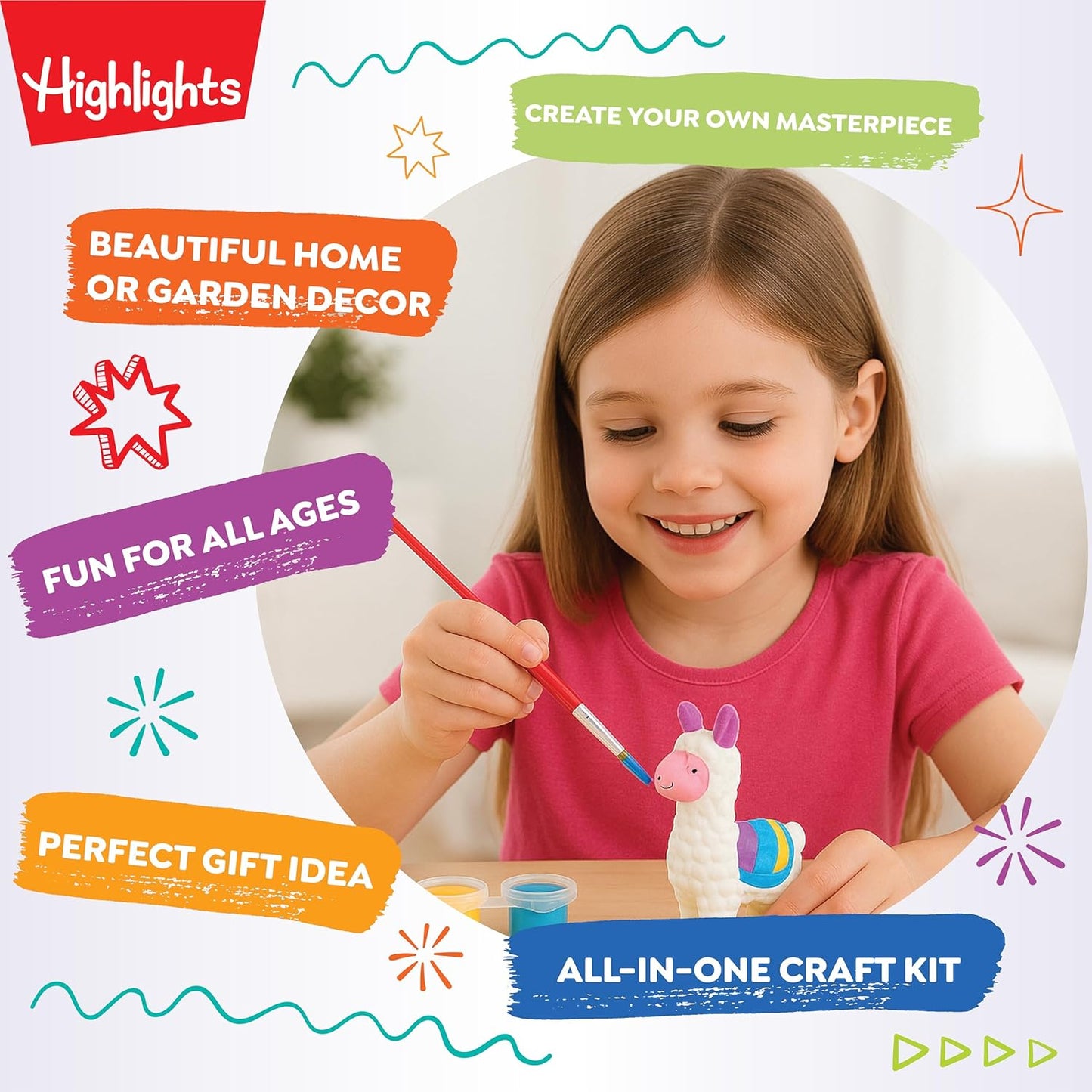 Highlights Paint Your Own Plaster Figurine & Activity Kits – DIY Art Sets with Figurines, Paints, Brush & Bonus Activities – Multiple Themes – Ages 6+