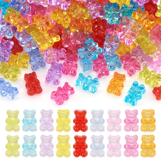 Kissitty 100Pcs Clear Acrylic Bear Beads Cute Bears Loose Beads Bulk Transparent Gummy Bear Spacer Bead Counting Bears for Bracelet Adults Necklace Earring Crafts Bag Key Chain DIY Jewelry Making
