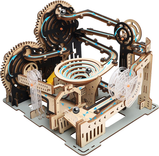 Motorized 3D Wooden Puzzles Marble Run Set for Adults & Teens, Mechanical Marble Run Model Kit to Build, Fun STEM Engineering Gift & Unique Desktop Decor, Christmas Birthday Gift