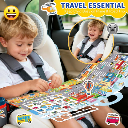 6 Sets Reusable Sticker Book for Toddlers 3-6, Jelly Sticker Books for Toddler, Travel Sticker Activity Toys for Kids 3 4 5 6 Years Old Girls & Boys