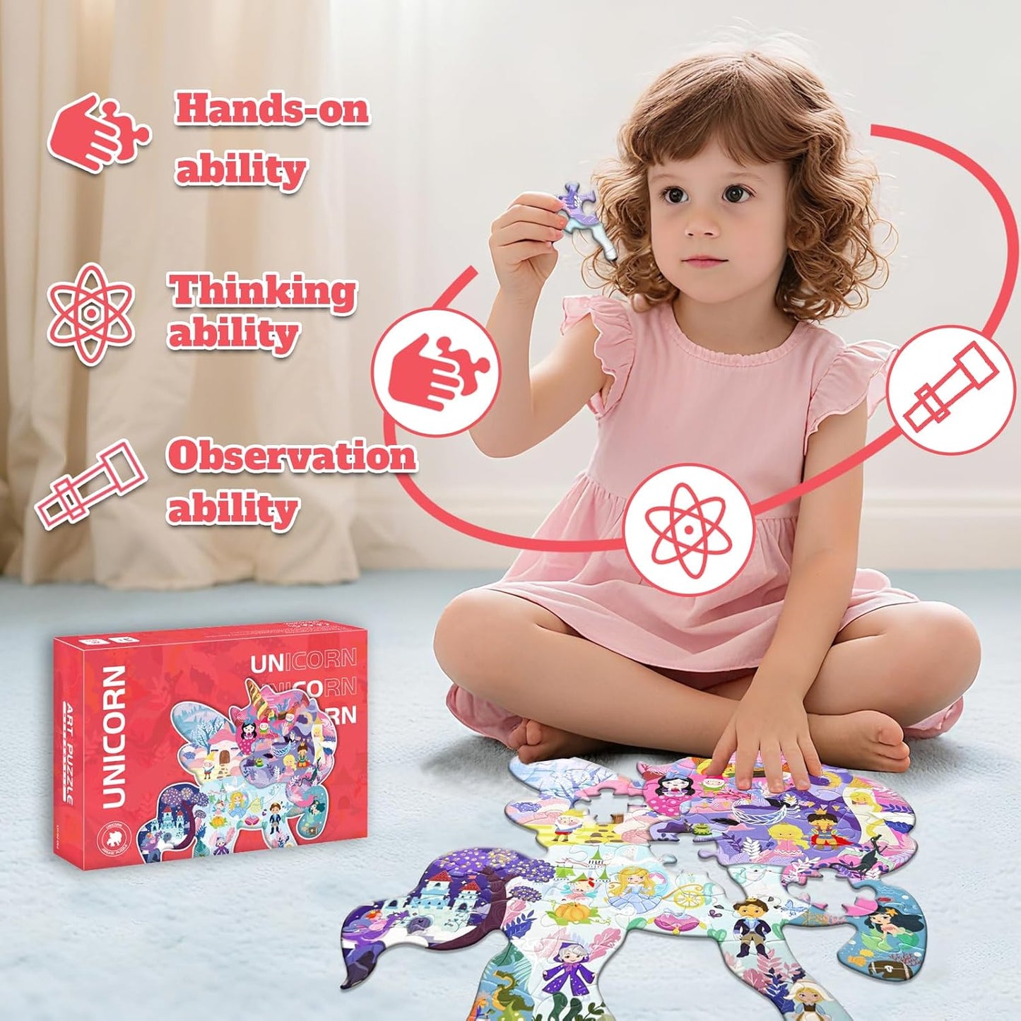 GIVEITALL Irregular Animal Puzzles for Kids Ages 4-6 6-8 8-10 10-12 Year Old,Panda Puzzle 180 Pieces Enlightening Floor Puzzle Game Creative Gifts for Boys Girls (Panda)