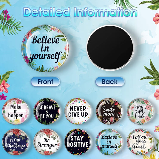 Weewooday 10 Pcs 2026 Inspirational Refrigerator Fridge Magnets Motivational Magnets Bulk Graduation Gift Funny Glass Quote Magnetic Decor for Cabinet Kitchen Whiteboard Locker Office Accessories