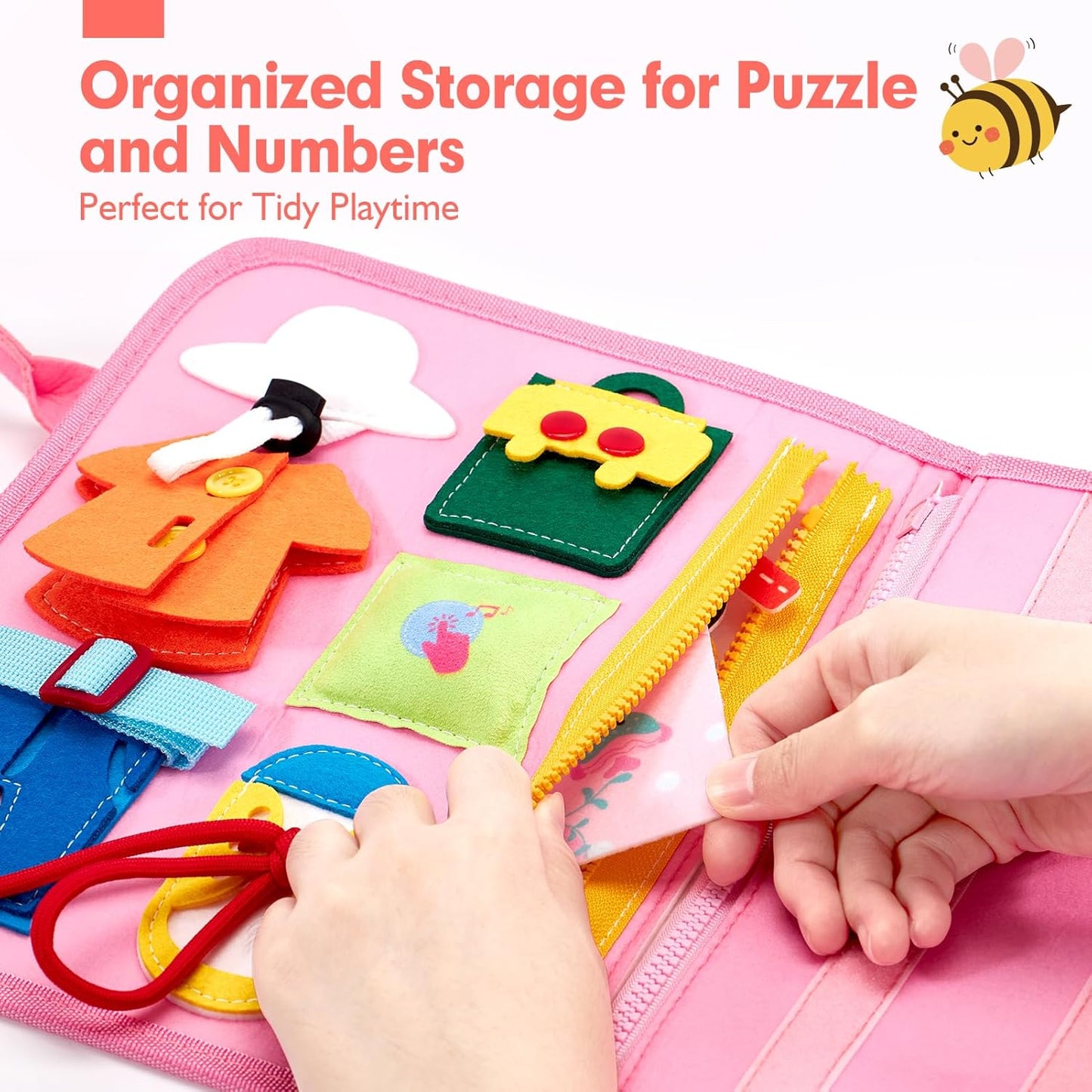 hahaland Busy Board for Toddlers - Montessori Toys Preschool Learning Activities with Life Skills, Alphabet, Number, Shape, Color, Animal, Weather - Toddler Boy Learning Educational Toys, Travel Toys