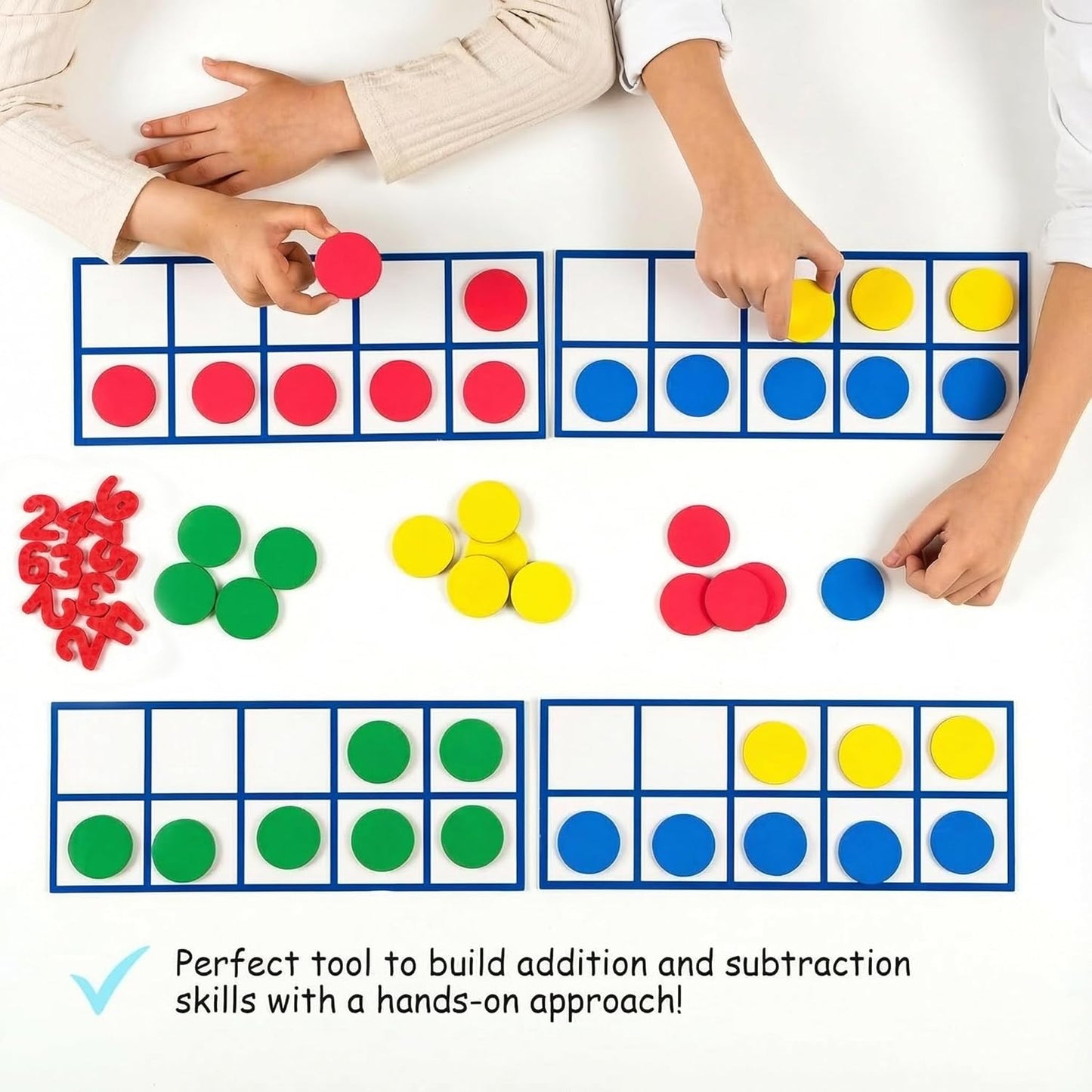 70 PCS Magnetic Ten Frames - Math Manipulatives for Elementary Classroom & Kindergarten - 4 Ten Frames & 44 Math Counters for Kids, Math Games for Kindergarten - Jumbo Magnetic Ten Frame Set