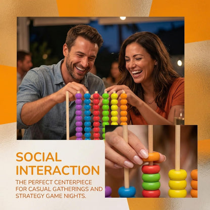Color Stack Match Game for Adults,Fast Pattern Tabletop Puzzle Challenge with Wooden Stacking Rings, Competitive Brains Teaser Activity for Family Night Strategy Pattern Play (Bead)