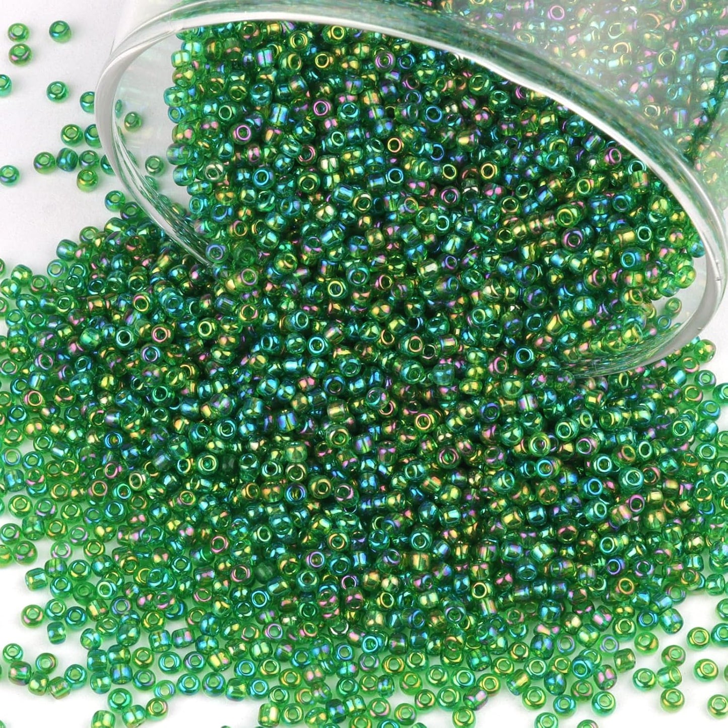 10100 Pcs Size 11/0 Glass Seed Beads, 2 mm Dark Green Small Mini Spacer Loose Pony Beads for Jewelry Making and DIY Crafts - Colors B