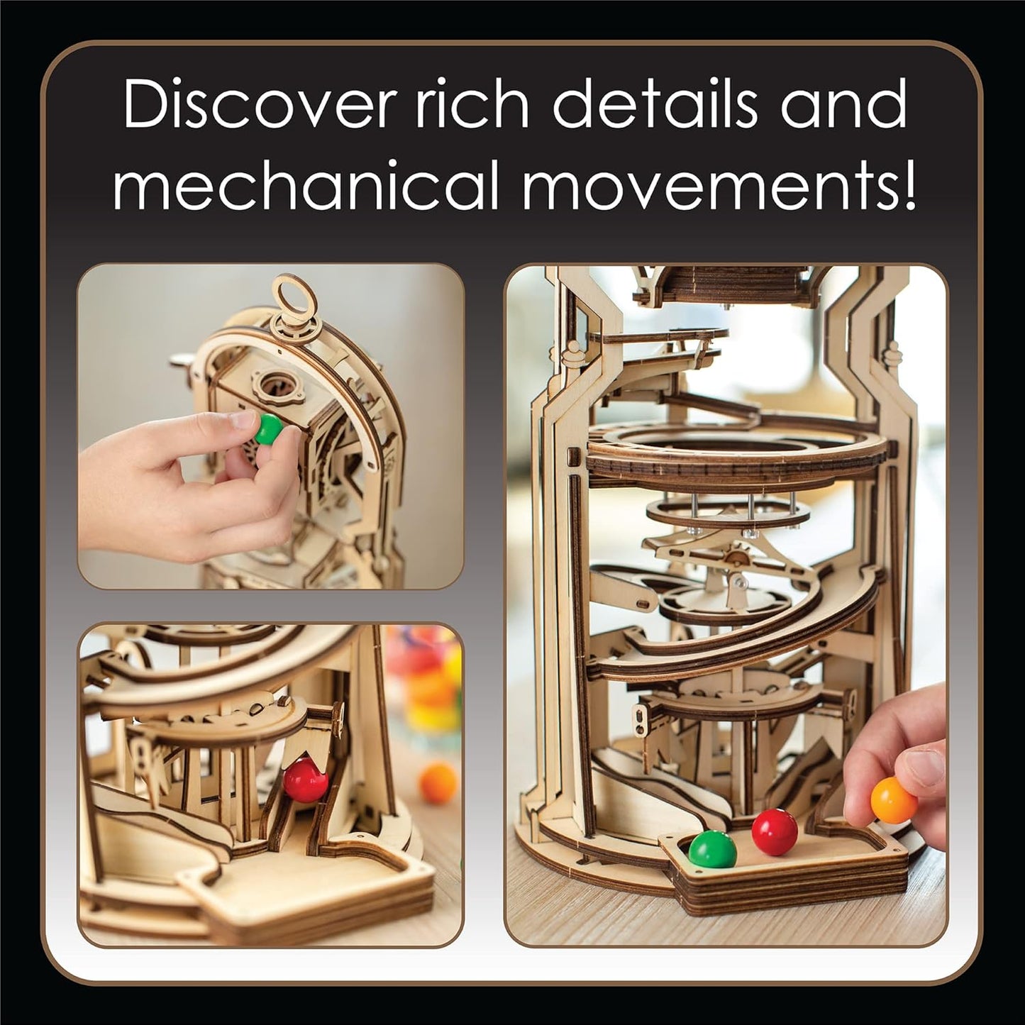 MindWare Gearjits: Gumball Machine Marble Coaster – Wooden 3D Building Puzzle for Teens & Adults – DIY STEM Building Toys for Kids – Fun for Adults Too – Ages 12 and Up
