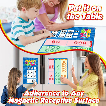Aizweb Regrouping Base Ten Place Value,9" x 12" Dry Erase Whiteboard,Addition and Subtraction Math Manipulatives,Magnetic Dry Erase Board Teaching Student Classroom Must Haves Homeschool Supplies