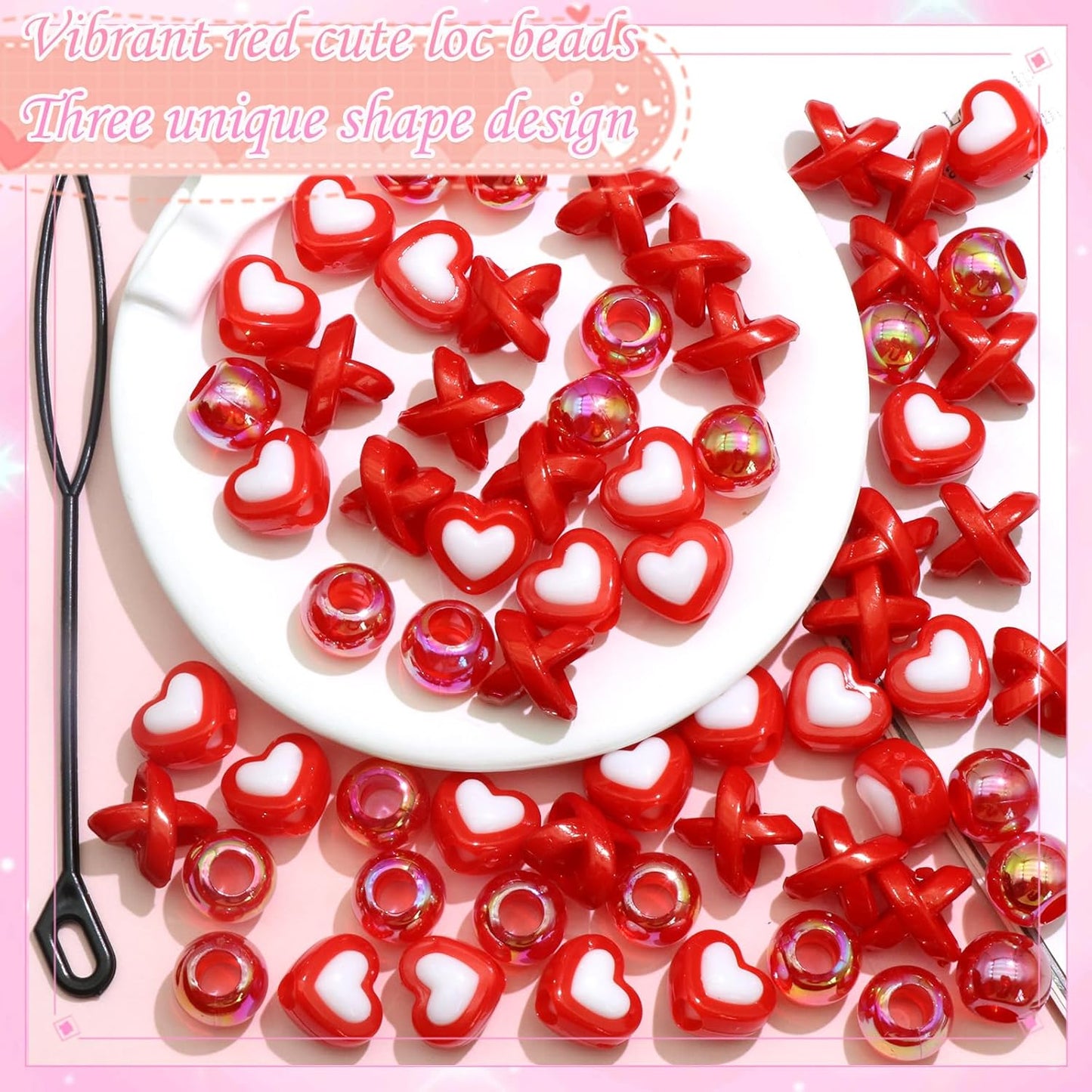 60PCS Purple Braids Beads 3 Styles Dreadlock Bead Accessories Cute Hair Jewelry AB Round Bead Decoration for Kids Girls