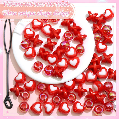 60PCS Purple Braids Beads 3 Styles Dreadlock Bead Accessories Cute Hair Jewelry AB Round Bead Decoration for Kids Girls