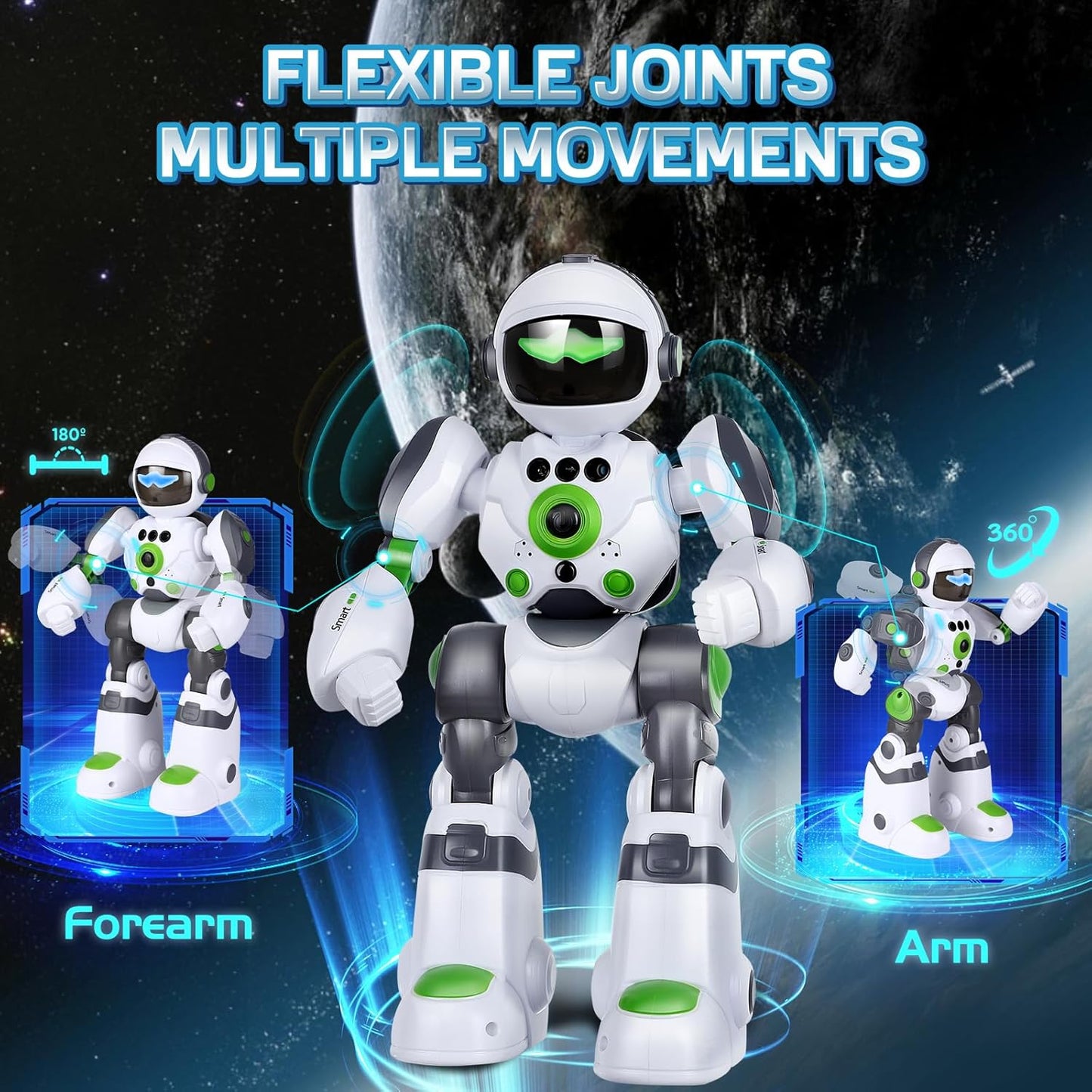 Remote Voice Control Large Robot: Intelligent Programmable Popular Science Story Toys with Gesture Sensing Presents for Kids