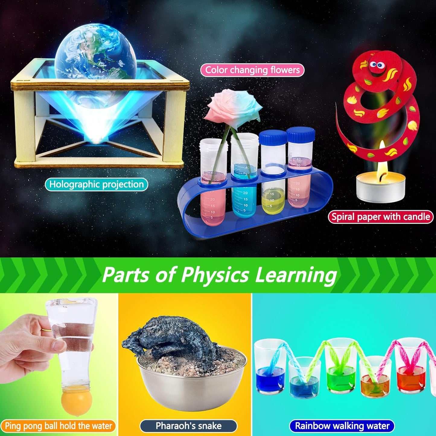 200+ Science Experiments Kit for Kids, Science Project Lab Volcano Toys Birthday Gifts for Boys & Girls, Chemistry Set, Gemstone S.T.E.M Educational Learning Activities