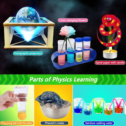 200+ Science Experiments Kit for Kids, Science Project Lab Volcano Toys Birthday Gifts for Boys & Girls, Chemistry Set, Gemstone S.T.E.M Educational Learning Activities