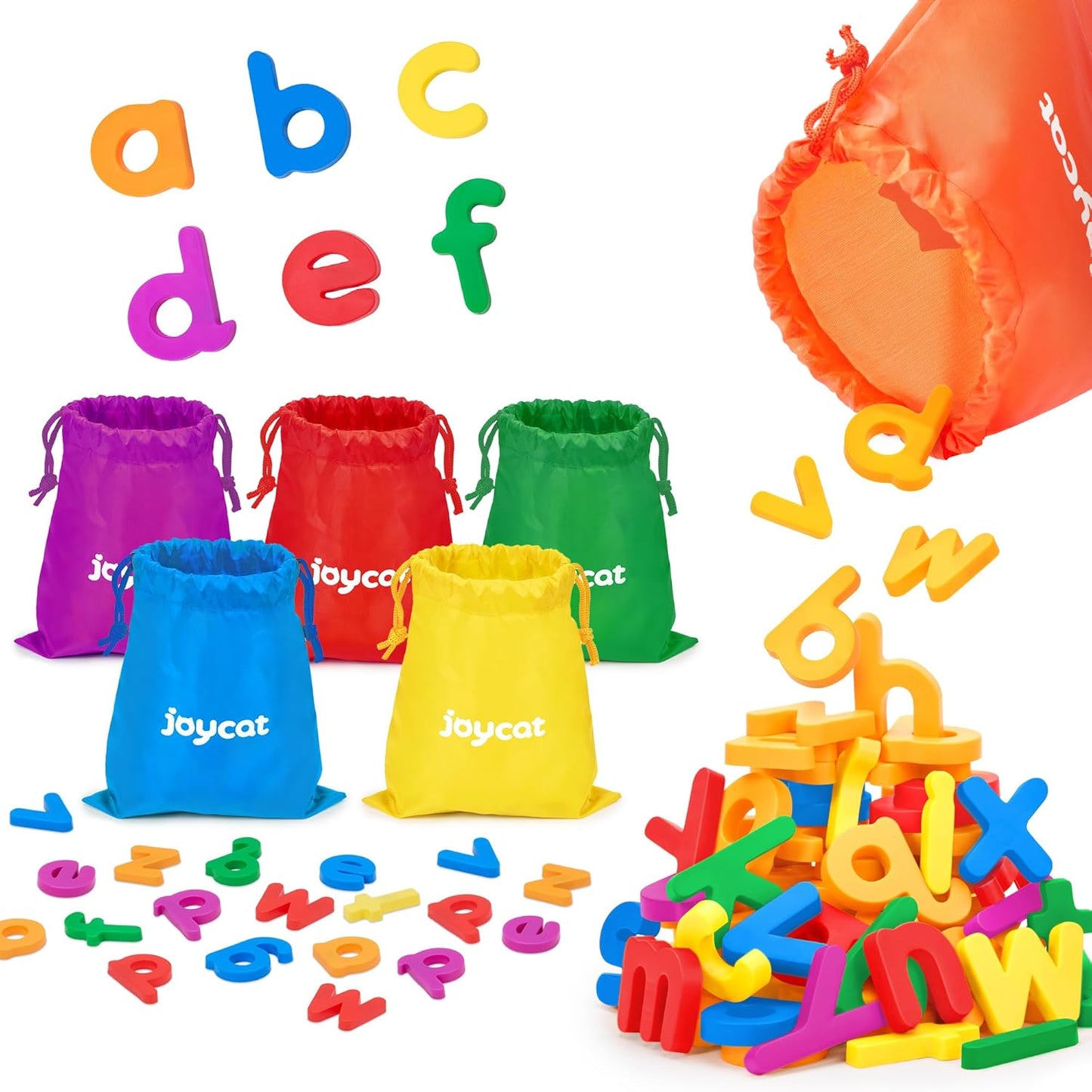 JoyCat Magnetic Letters, 312 Pieces Lowercase Alphabet Fridge Magnets, ABC Magnets for Toddlers Kids, Educational Learning Plastic Letters Set for Kindergarten Classroom