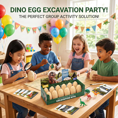 24 Dinosaur Eggs Dig Kit Toys for Kids, Dinosaur Eggs Excavation Kit with Magnifier, Easter Basket Stuffers, Science STEM Birthday Party Favors Gifts for Boys Girls Age 3 4 5 6 7 8 9 10 + Years Old