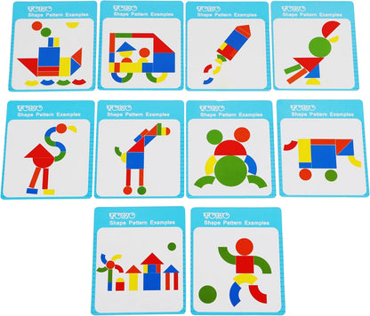 Wooden Magnetic Blocks Toys - Shape Pattern Building Block - Large Tangram Puzzles for Kids - Geometric Creative Development Toys Montessori Learning Material - Stocking Fillers Stuffers 3 Years