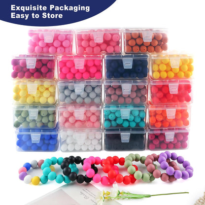 65Pcs 19mm Silicone Beads for Keychain Making Bracelet Necklace, Bulk Round Silicone Beads for Pens（Christmas Green） - Colors A