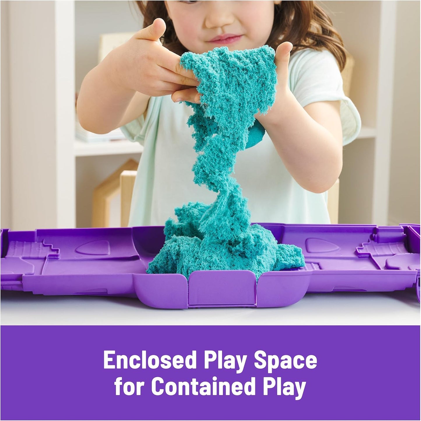 Kinetic Sand Mold n’ Flow with 1.5lbs Red & Teal Play Sand, 3 Tools, Sensory Toys for Kids Ages 3 and up