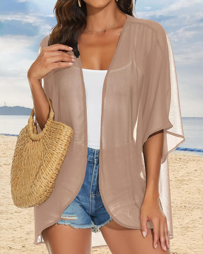 Womens Kimono Cardigans Beach Cover ups Swimwear Puff Sleeve Loose Casual Summer Tops 2026