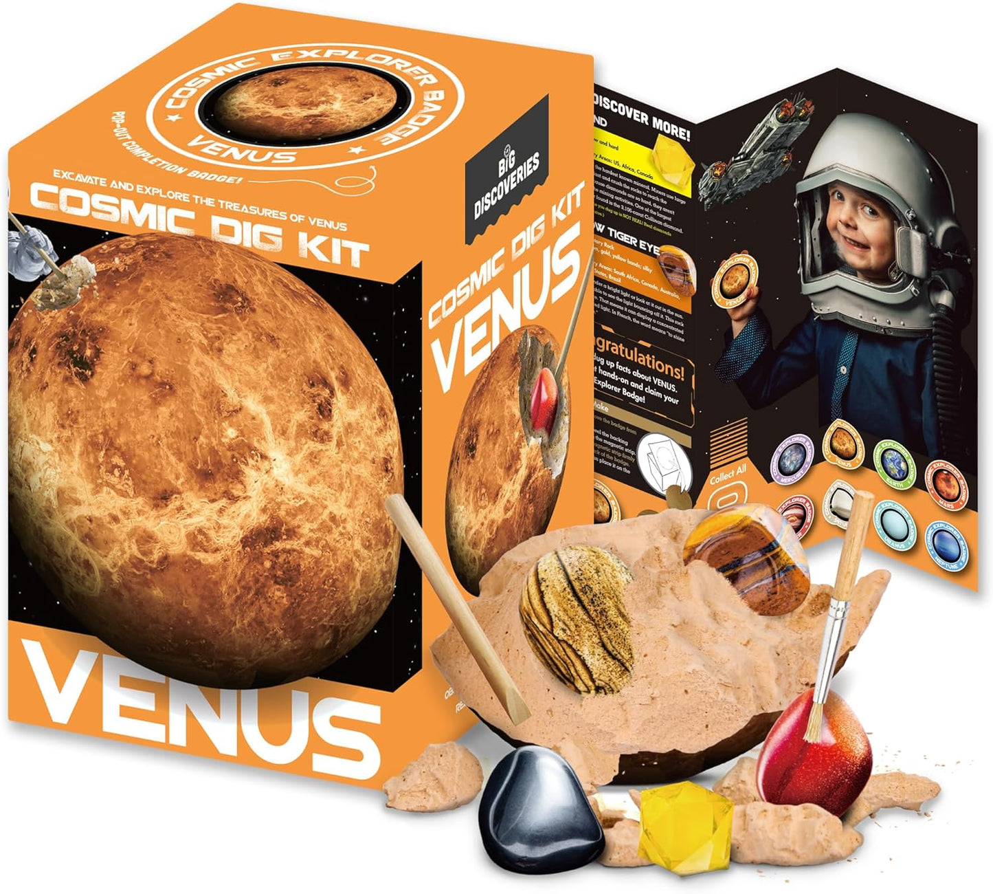Cosmic Dig Kit by Big Discoveries - Explore The Planets of The Solar System with Gem & Fossil Excavation Kits for Kids | STEM Toy Science Dig Kits with Gemstones for Boys and Girls